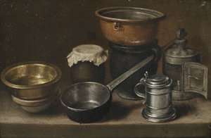 Bodegón con utensilios de cocina